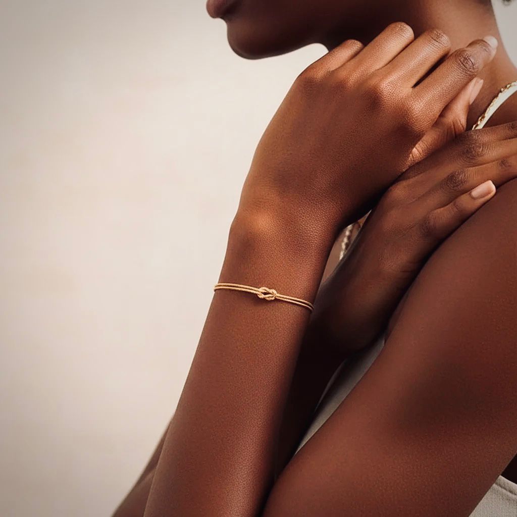 Golden Layered Chain Bracelet with Heart Beads