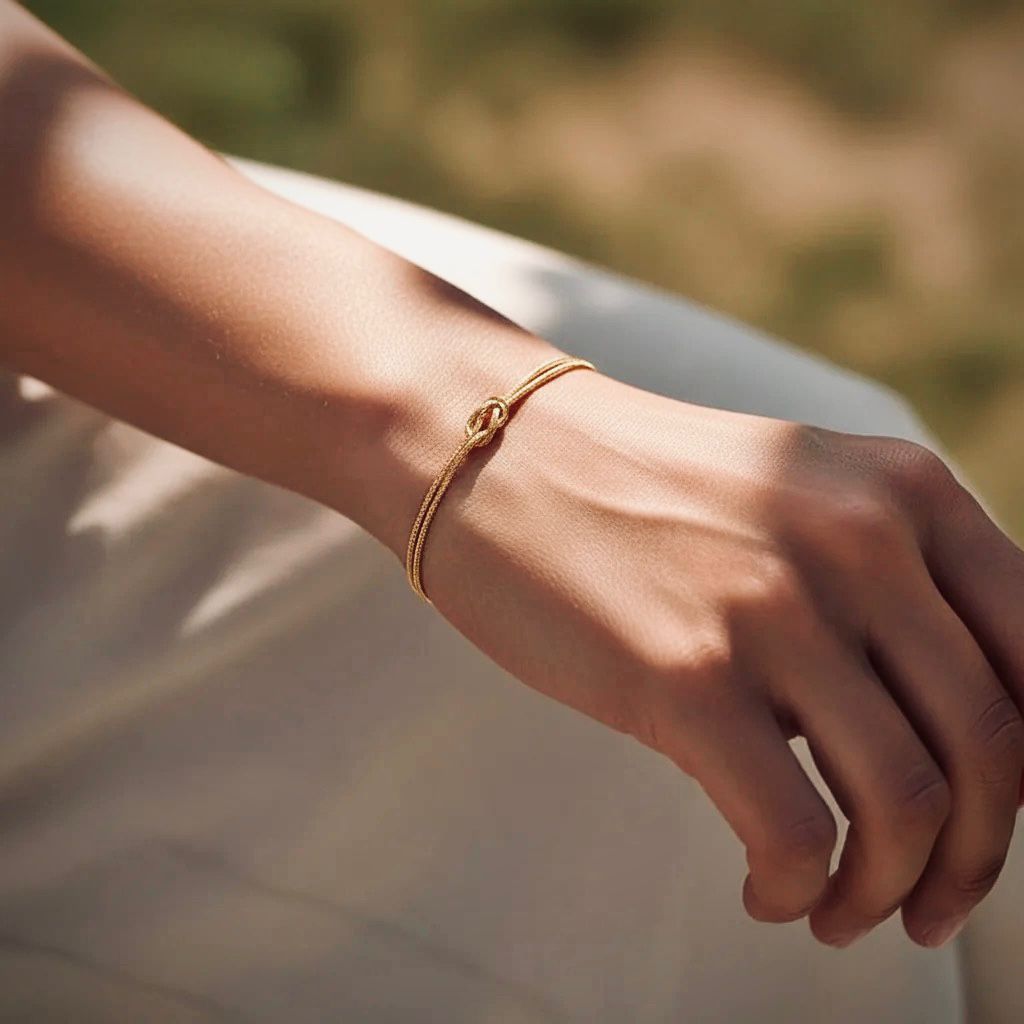 Golden Layered Chain Bracelet with Heart Beads