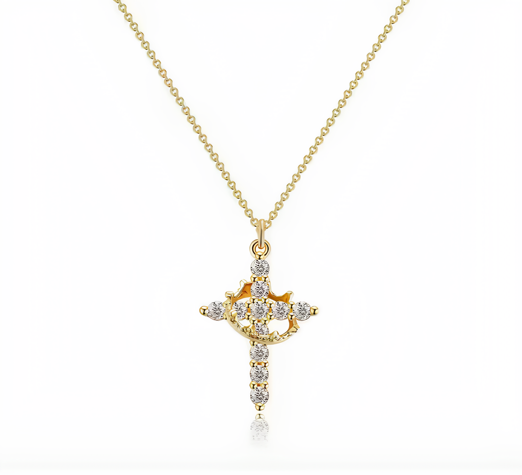 Classic Cross & Crown Necklace